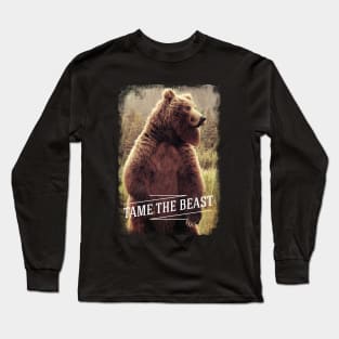 Tame The Beast Bearded Brown Bear Long Sleeve T-Shirt